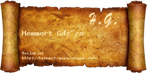 Hemmert Géza névjegykártya
